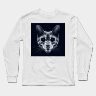Spectral Whiskers: The Phantom Feline X-Ray Long Sleeve T-Shirt
